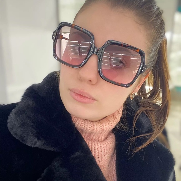 Sunglasses square oversize summer women champagne black pink luxury - Picture 14 of 14